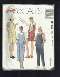 8164 McCalls  EZ MATERNITY BIB ROMPER, JUMPER, JUMPSUIT PATTERN 8-12, 6-10  choice uncut